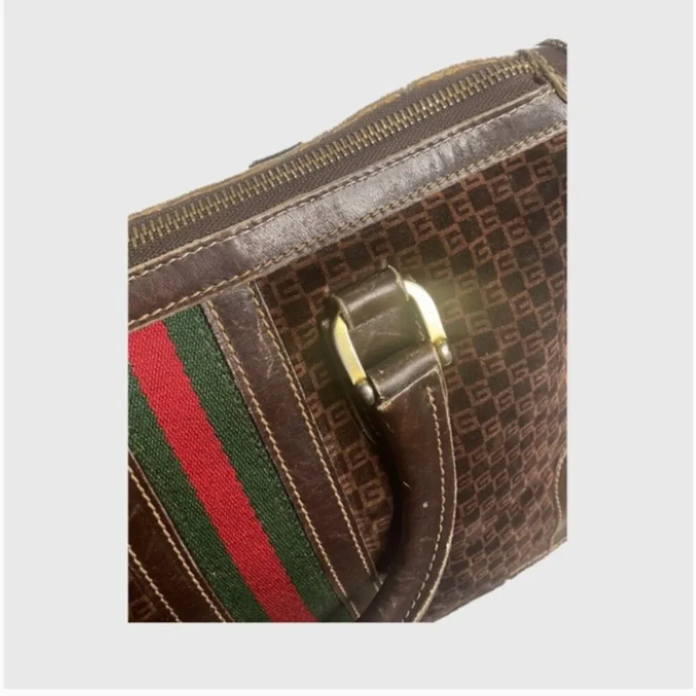 Vintage ✨Gucci✨ Brown Suede Logo Ophidia Shopper Tote - Picture 6 of 9